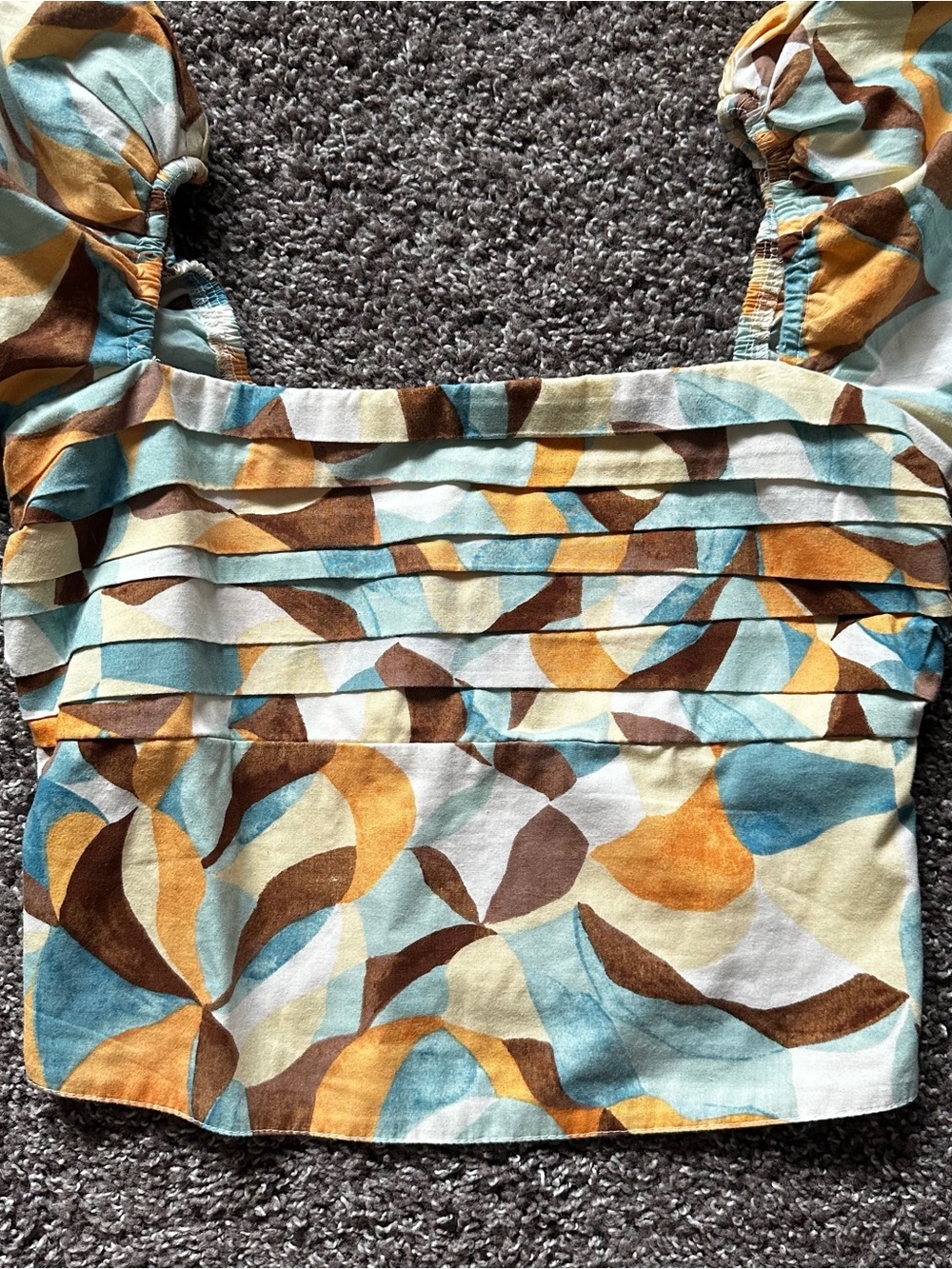 Abercrombie Puff Sleeve Square Neck Crop Top Small - Picture 2 of 4